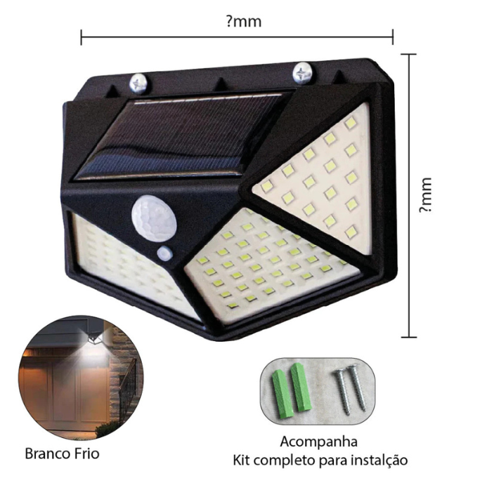 Lâmpada Solar LED com Sensor de Presença – À Prova d’Água com 3 Funções