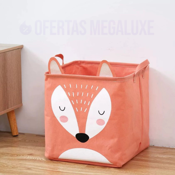 Cesto Infantil Dobrável com Estampa Animal - Organizador Multiuso
