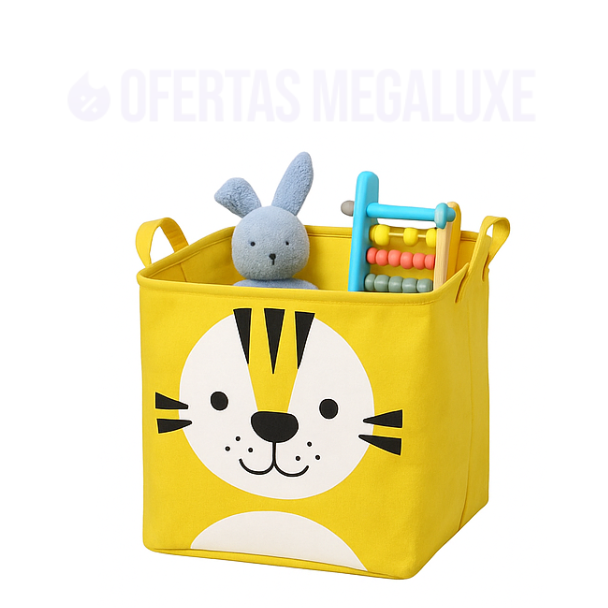 Cesto Infantil Dobrável com Estampa Animal - Organizador Multiuso