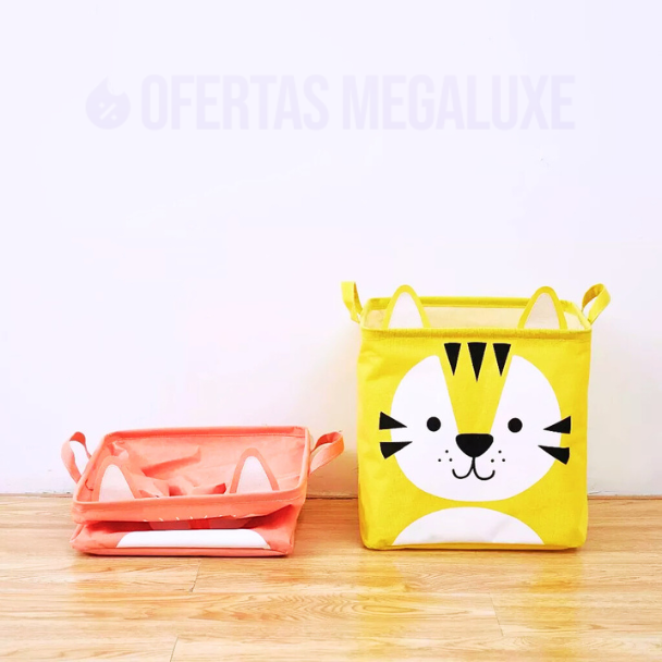 Cesto Infantil Dobrável com Estampa Animal - Organizador Multiuso